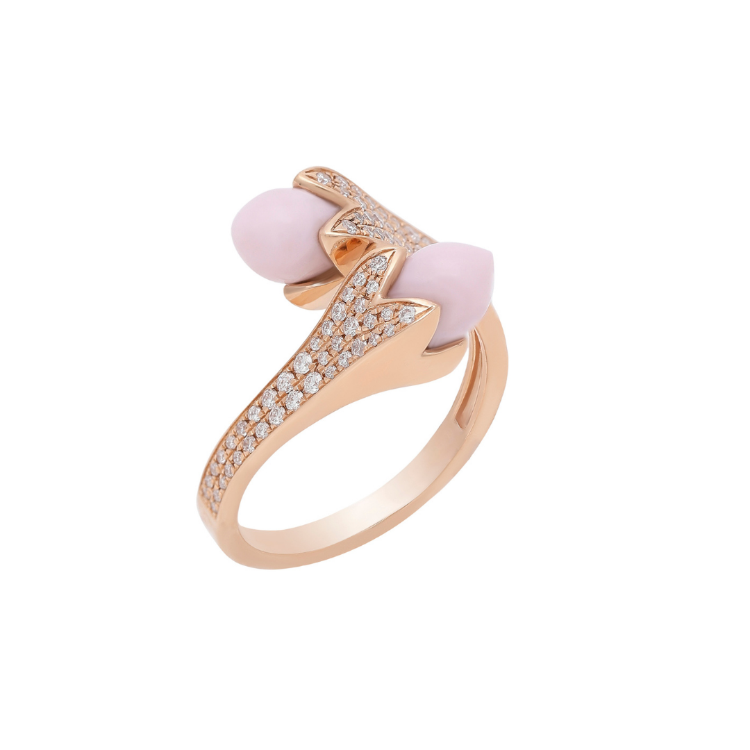 Two Flower Thin Tulip Ring