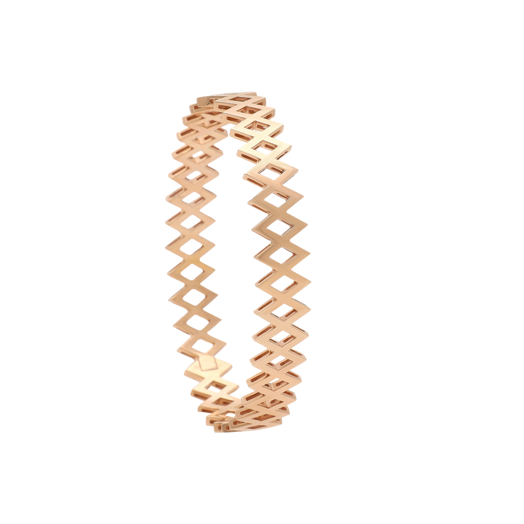 Viva Multi Motif Plain Gold Bangle