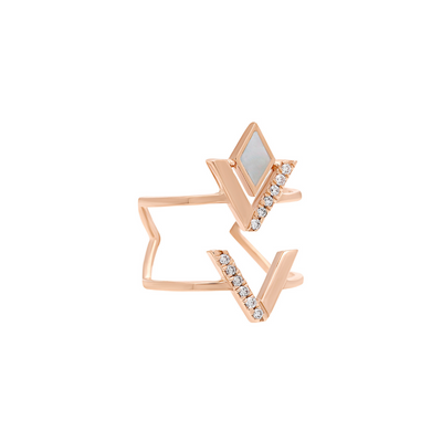 Viva Double V 1 Motif Diamond Fingertip Ring