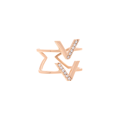 Viva Double V Diamond Fingertip Ring