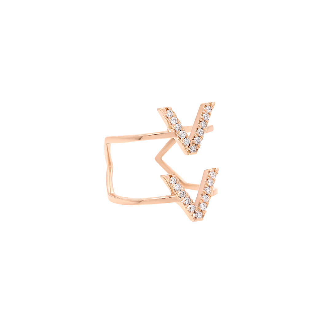 Viva Double V Full Diamond Fingertip Ring